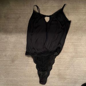 Free People Intimately black silky bodysuit